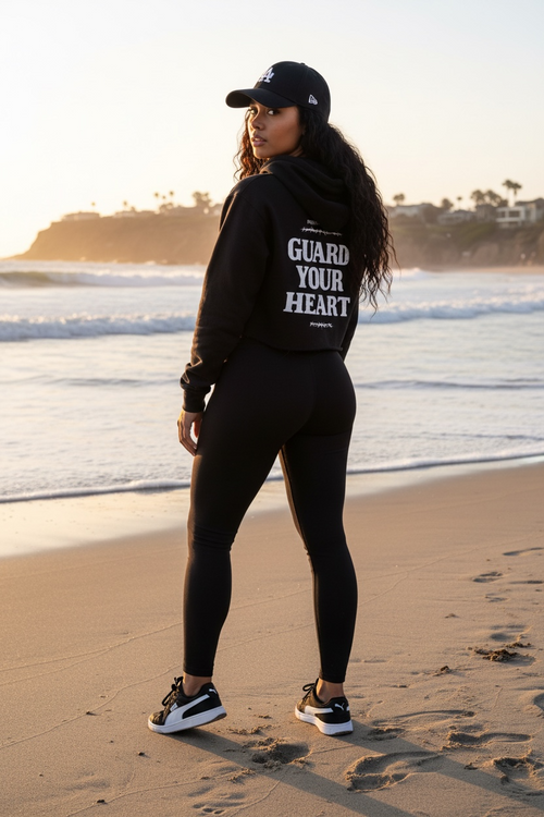 XCIX HER "Guard Your Heart" Cropped Hoodie - Black (Drop 01)