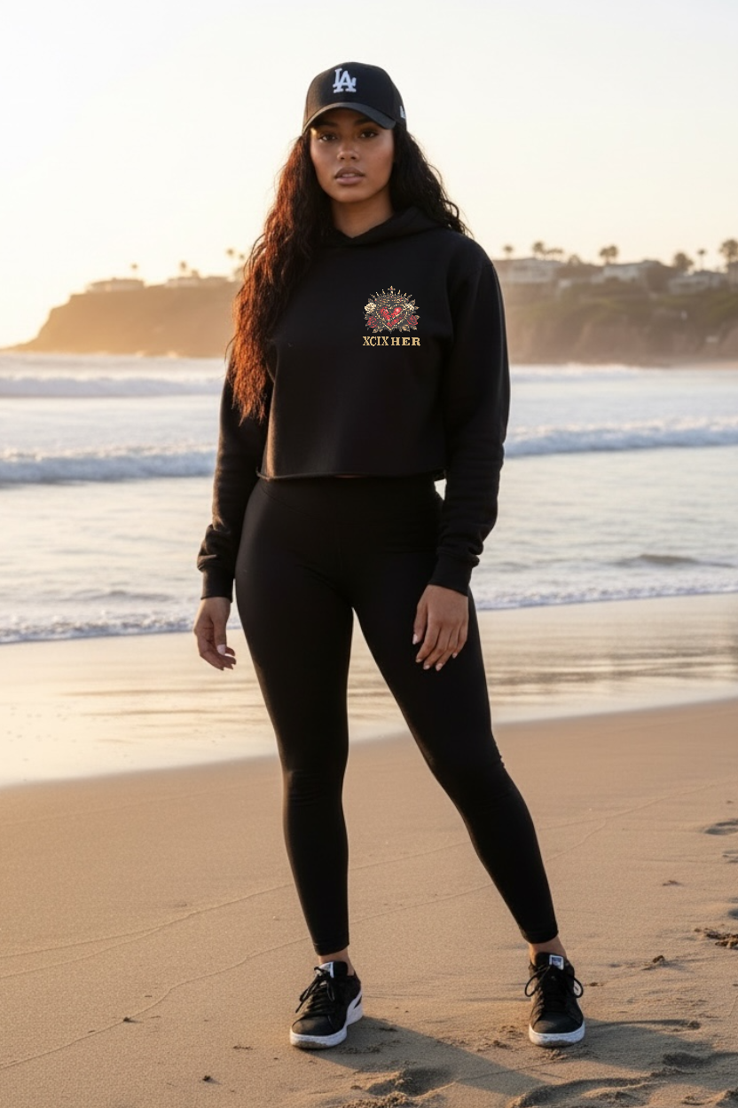 XCIX HER "Guard Your Heart" Cropped Hoodie - Black (Drop 01)